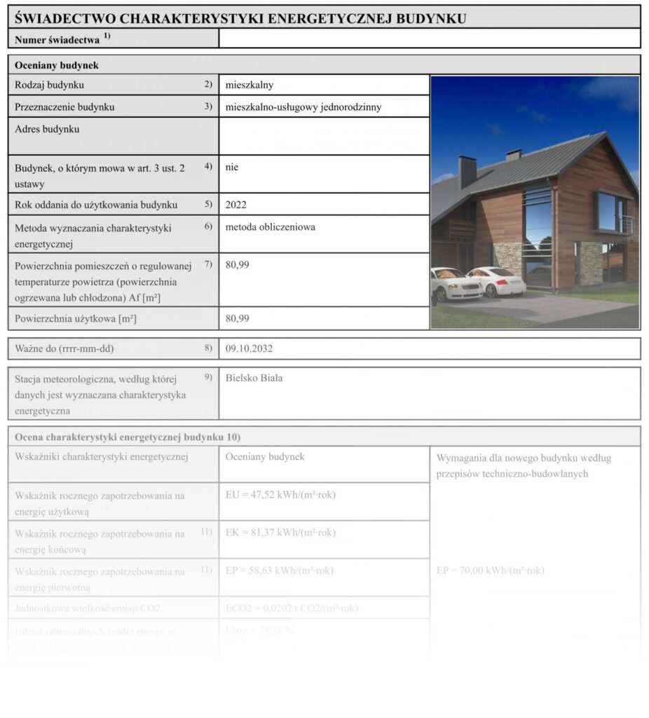 wzór świadectwa charakterystyki energetycznej